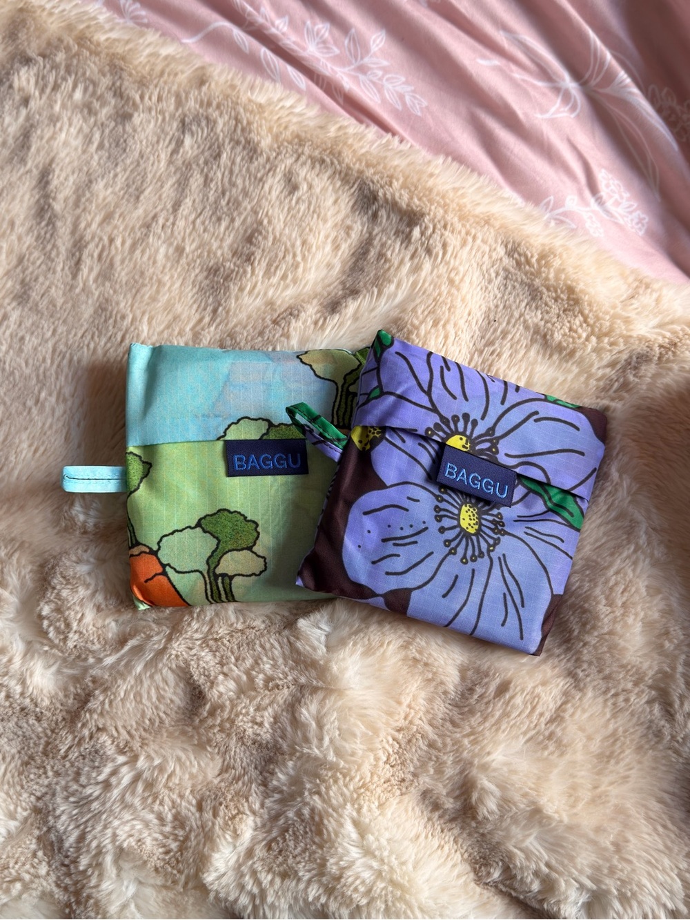 BAGGU Standard Reusable Bag Set in Mixed Prints NWOT
